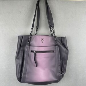 Simply Vera Wang Purple Ombre Faux Leather Chic Tote Bag Gunmetal Chain Strap
